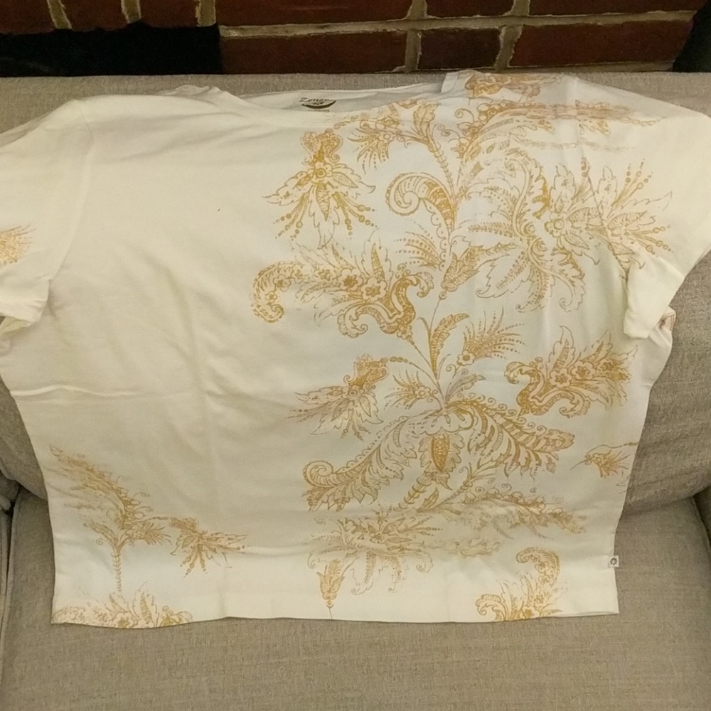 Zenergy by Chico's XL (3) cream and tan T-shirt